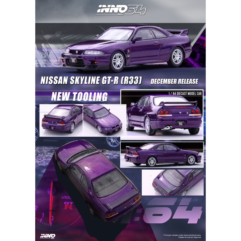 Inno64 1/64 NISSAN SKYLINE GT-R (R33) Midnight Purple