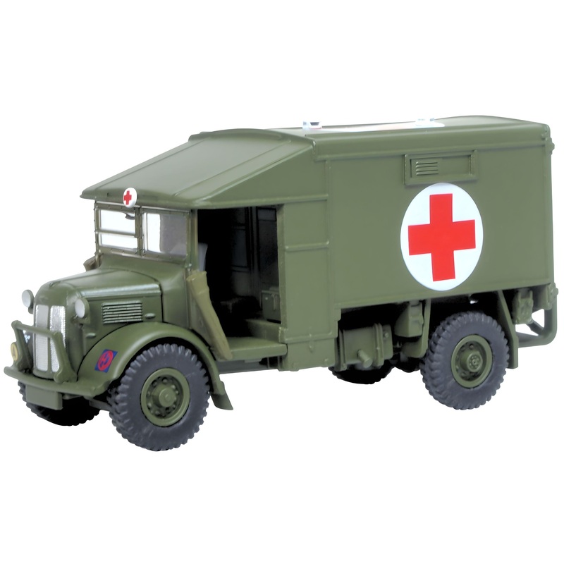 Model of the 51st Highland Division 1944 Austin K2 Ambulance by Oxford at 1:76 scale.