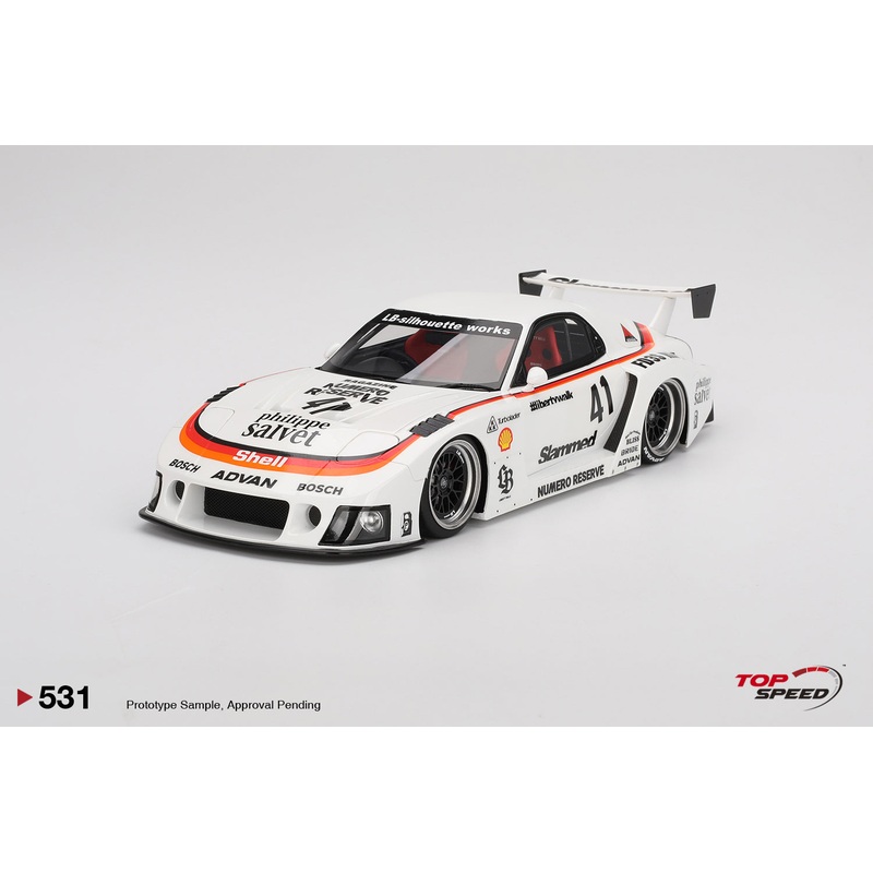 Topspeed Mazda RX-7 FD RS LB-Super Silhouette #41 Numero Reserve White 1:18