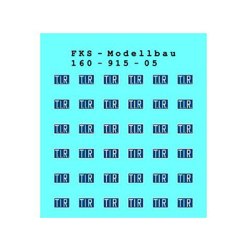 Decal sheet TIR - sign transit traffic