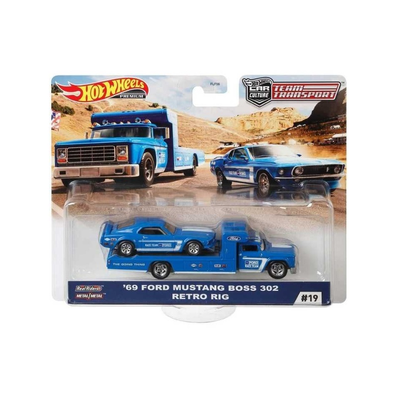 EXCLUSIVE Hotwheels Team Transport 69 Ford Mustang Boss 302 Retro RIG #19