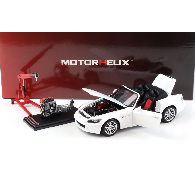 Motorhelix 2000 Honda S2000 (AP2) w/ Engine & Convertible Tops, Grand Prix White 1:18 LIMITED