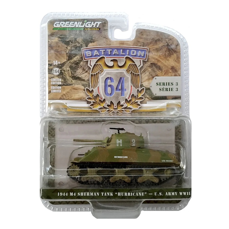 Greenlight Battalion 1944 M4 Sherman Tank U.S. Army WWII - Military Green