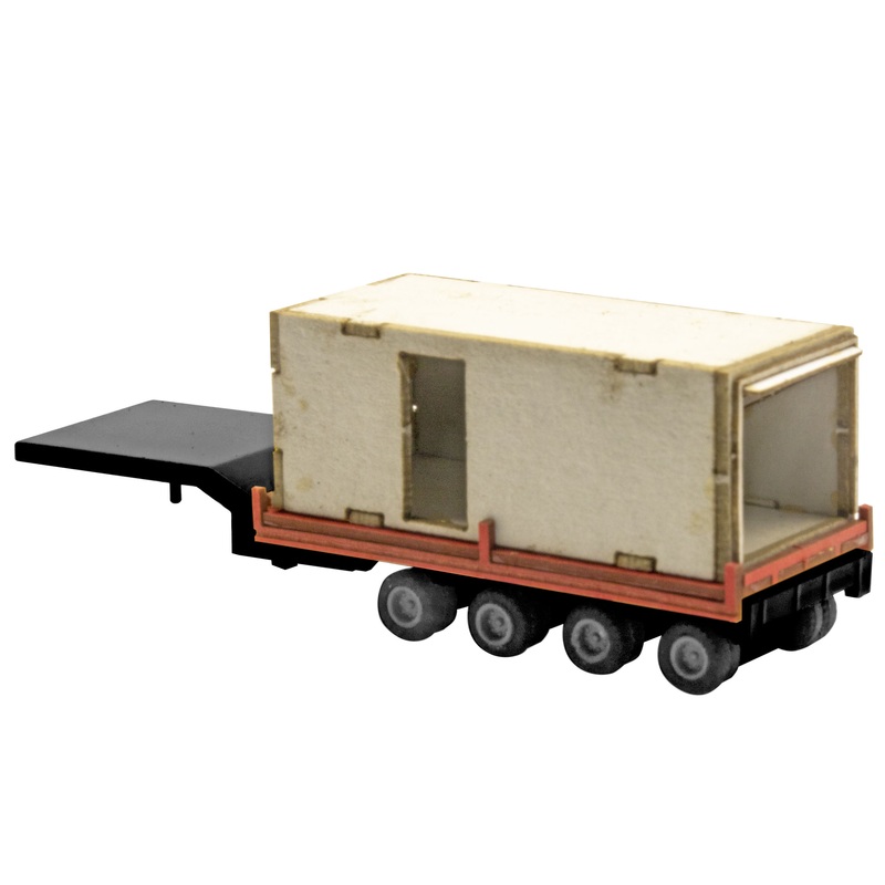 Low loader truck - heavy load transport prefabricated garage short - black