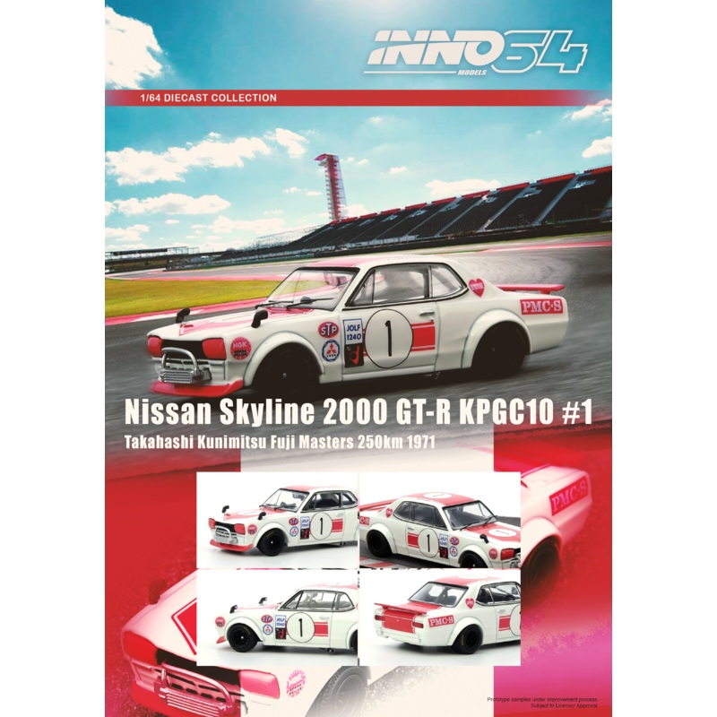Inno64 1/64 NISSAN SKYLINE 2000 GT-R KPGC10 #1 Takahashi Kunimitsu Fuji Masters 250Km 1971
