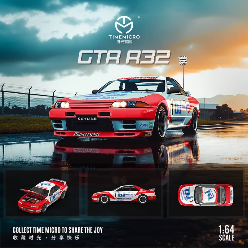 Time Micro 1/64 Skyline GT-R R32 White Red UJ 1#