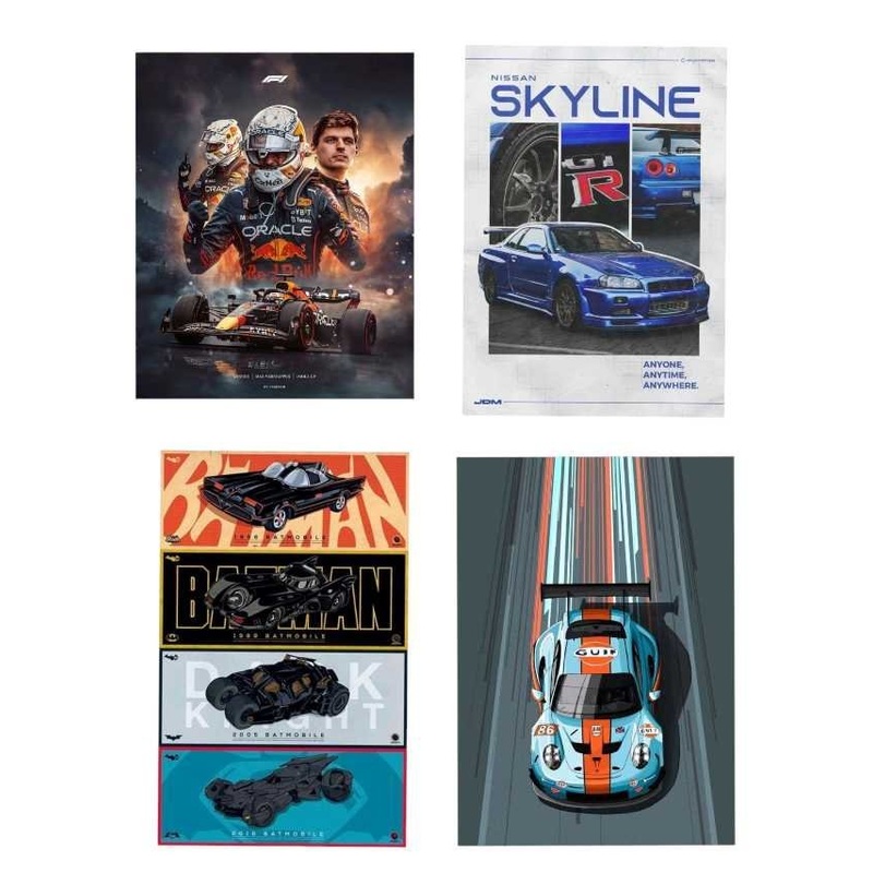 car poster set of 4