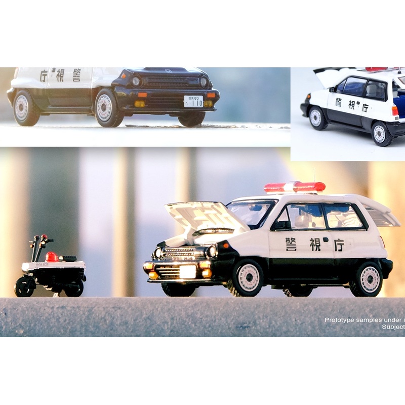 Inno64 1:64 HONDA CITY TURBO II Japanese Police Car Concept Livery With MOTOCOMPO