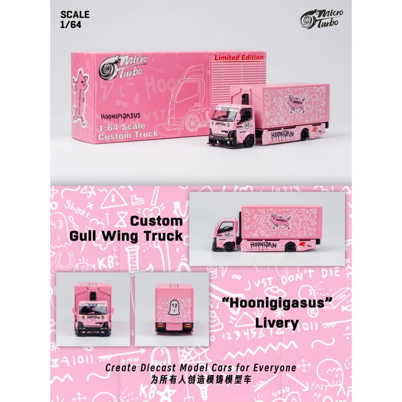 MicroTurbo 1/64 Custom Gull Wing Truck - Hoonipigasus Pink