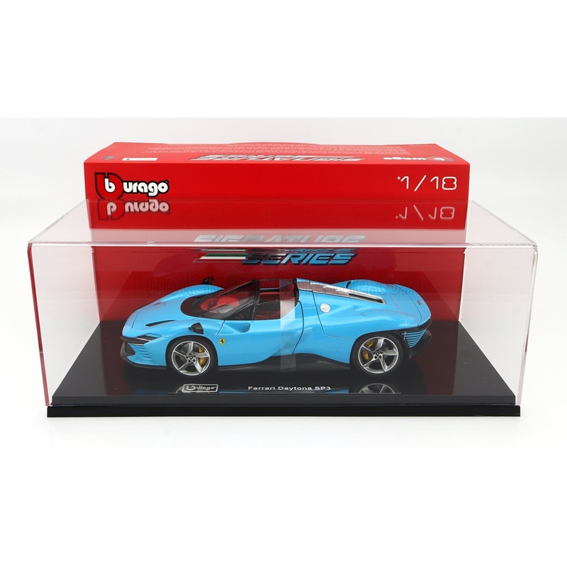 Bburago Signature Series Ferrari Daytona (W/ DISPLAY INCLUDED) SP3 Blue w/ Black Accents 1:18