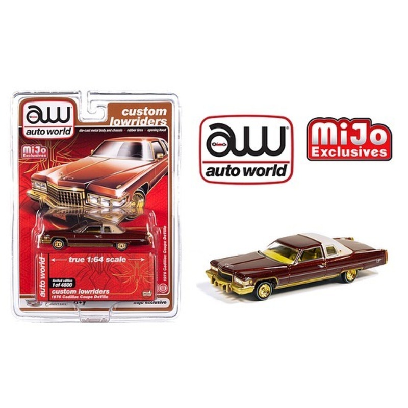 Auto World 1:64 Mijo Exclusives Custom Lowriders 1976 Cadillac Coupe Deville Brown