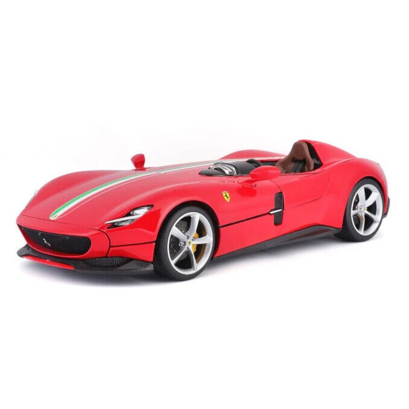 Bburago 2018 Ferrari Monza SP1 Rosso Corsa Red w/ Italian Flag Stripe 1:18