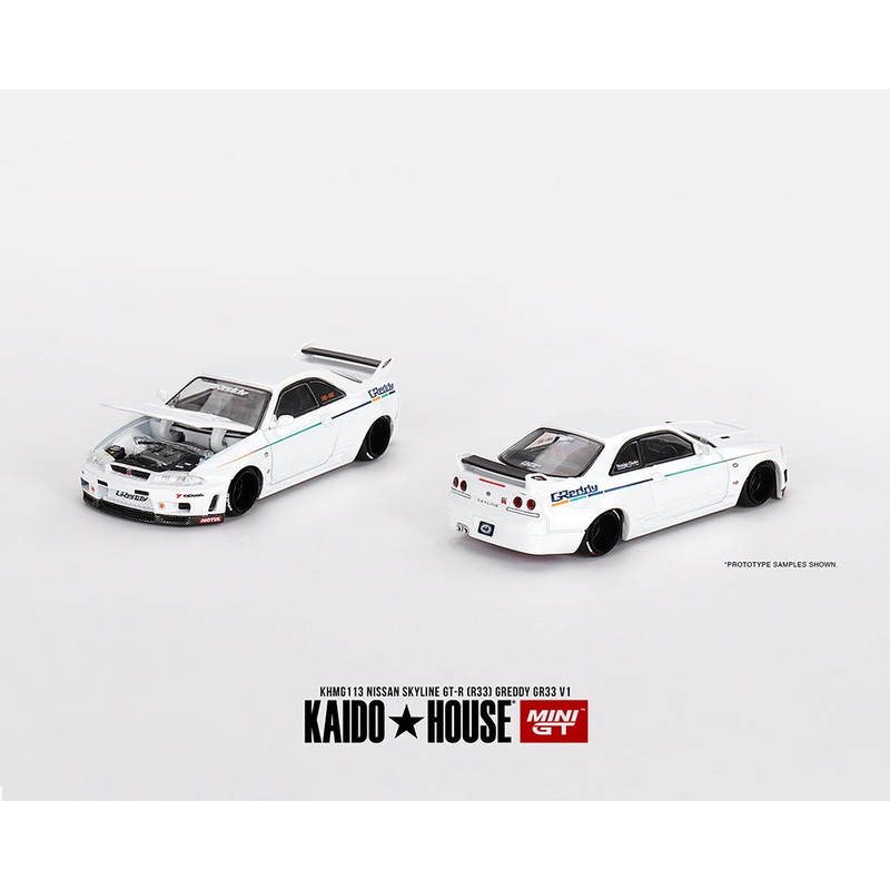 Mini GT x KaidoHouse 1/64 Nissan Skyline GT-R (R33) Greddy GR33 V1- White