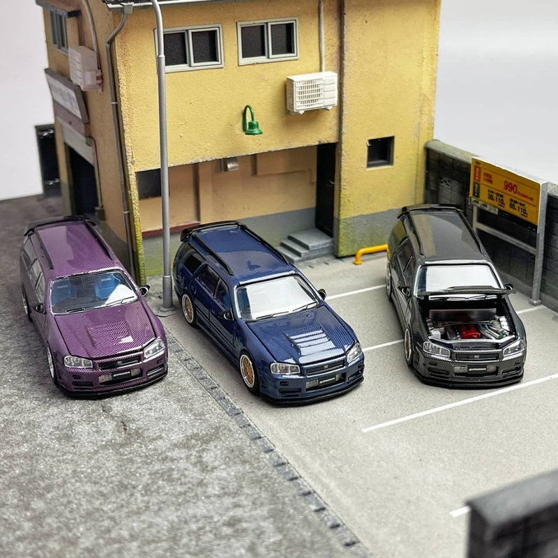 Zoom 1/64 Stagea WC34 260RS (Open-Hood, Visible Engine)Full Carbon
