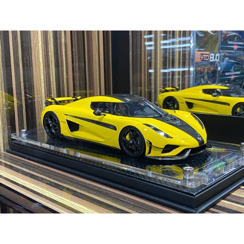 1/18 Diecast Koenigsegg Regera Front Art Yellow Miniature Car