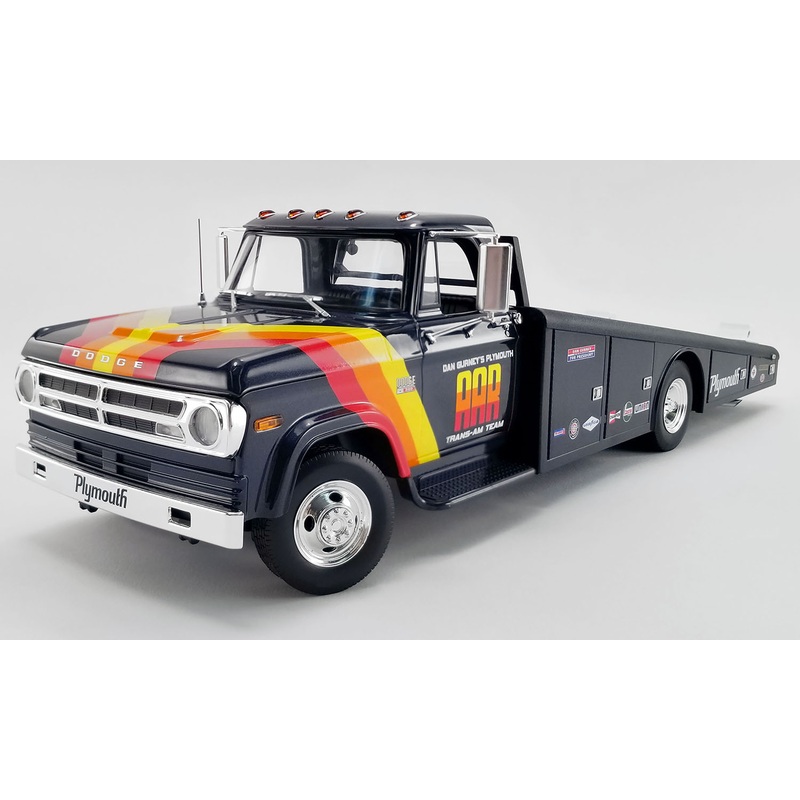 Acme 1970 Dodge D-300 Ramp Truck Dan Gurney's Plymouth AAR Cuda Trans Am Team Dark Blue 1:18
