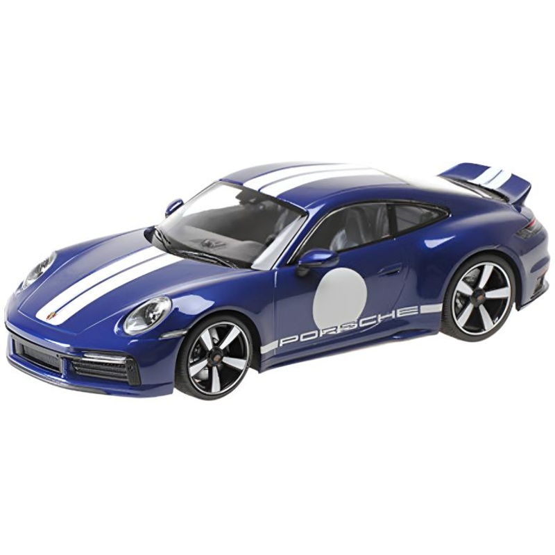 Minichamps 2022 Porsche 911 992 Sport Classic Gentian Blue w/ Roundel and White Stripes 1:18 SEALED