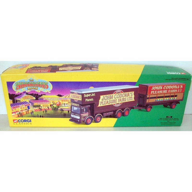 CORGI 1/50 - 21701 AEC CLOSED POLE TRUCK WITH TRAILER  -  SHOWMANS