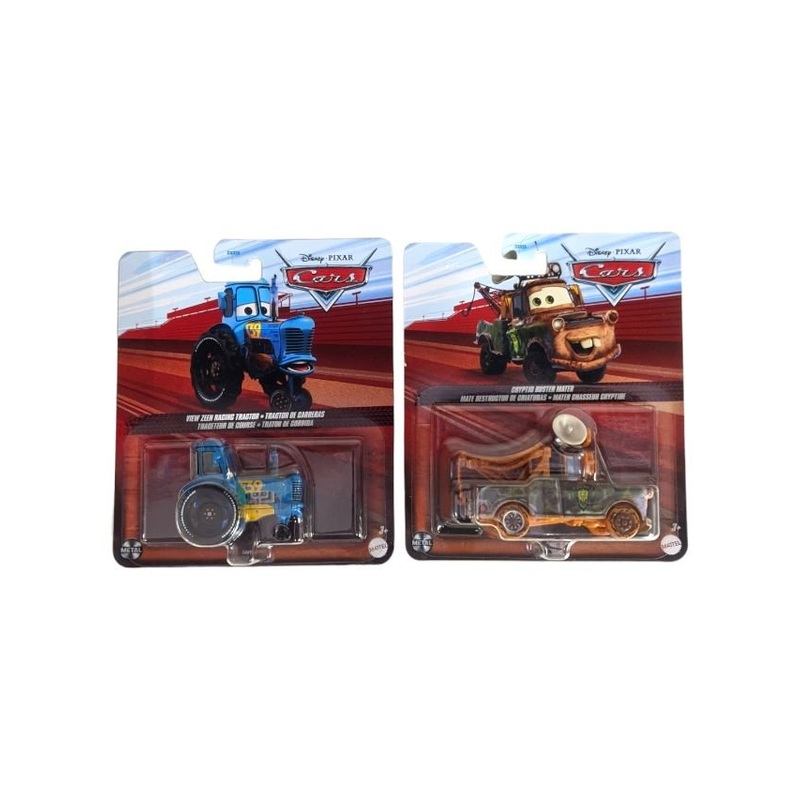 Disney Pixar Cars View Zeen Racing Tractor & Cryptid Buster Mater Set OF 2