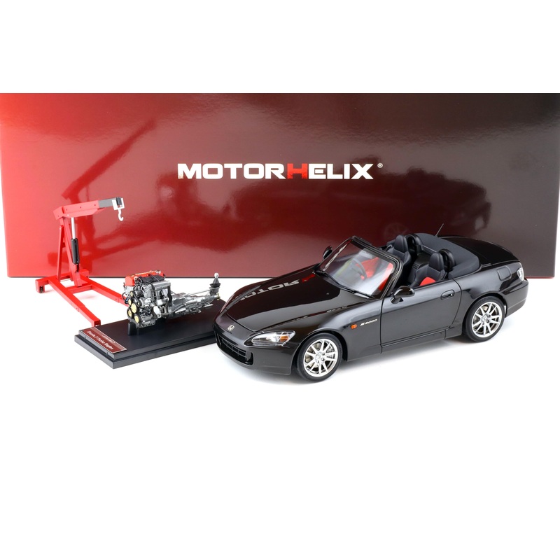 Motorhelix 2000 Honda S2000 (AP2) w/ Engine & Convertible Tops, Berlina Black 1:18 LIMITED