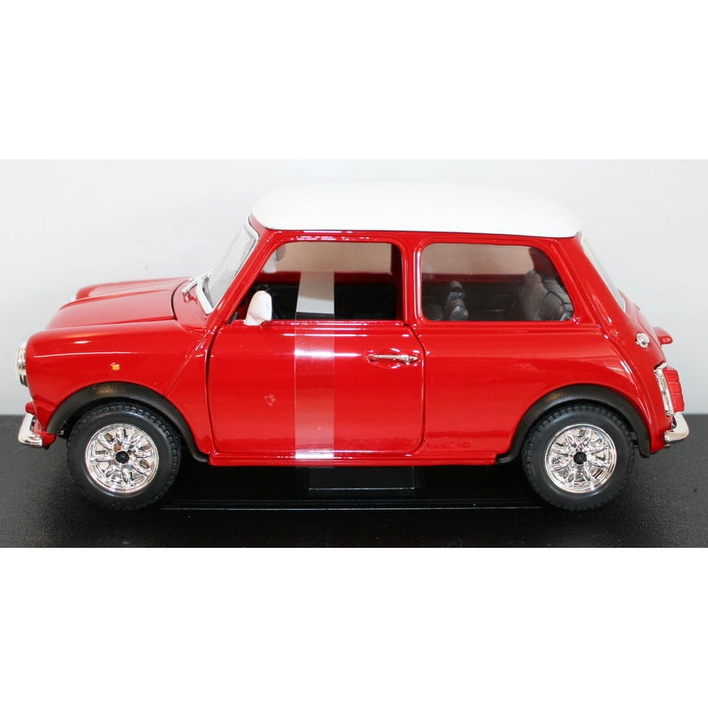 Burago 1/24 Scale 18-22011 - Old Style Mini Cooper - Red with white roof
