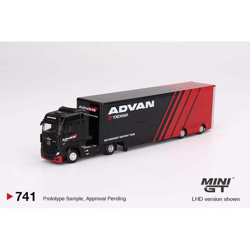 Mini GT 1/64 Mercedes-Benz Actros w/ Racing Transporter ADVAN