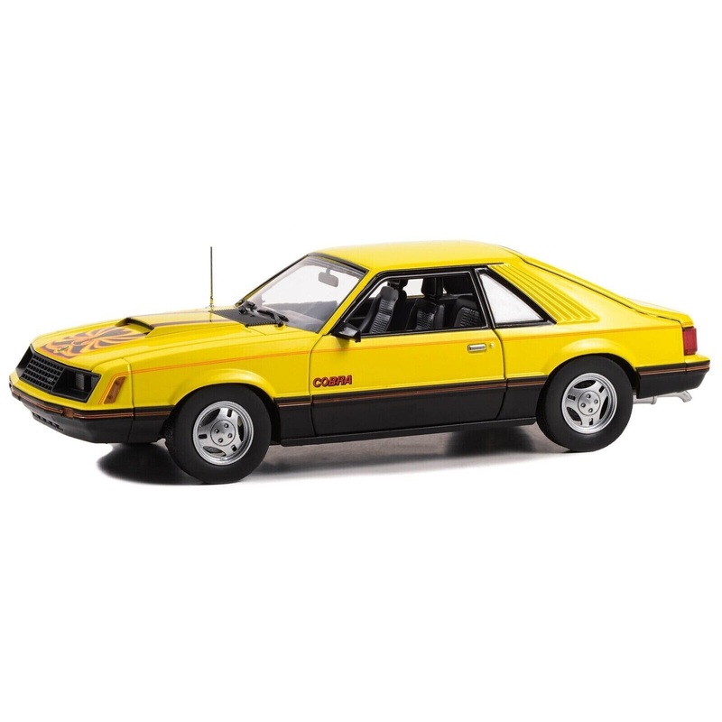 Greenlight 1979 Ford Mustang Cobra Fastback Bright Yellow w/ Black Hood 1:18