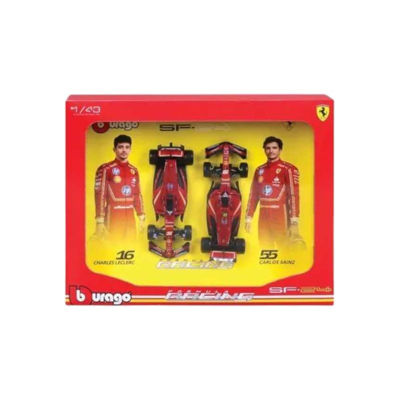 Bburago Formula 1 (F1) Ferrari SF-24 twin Pack frame 1:43 Scale