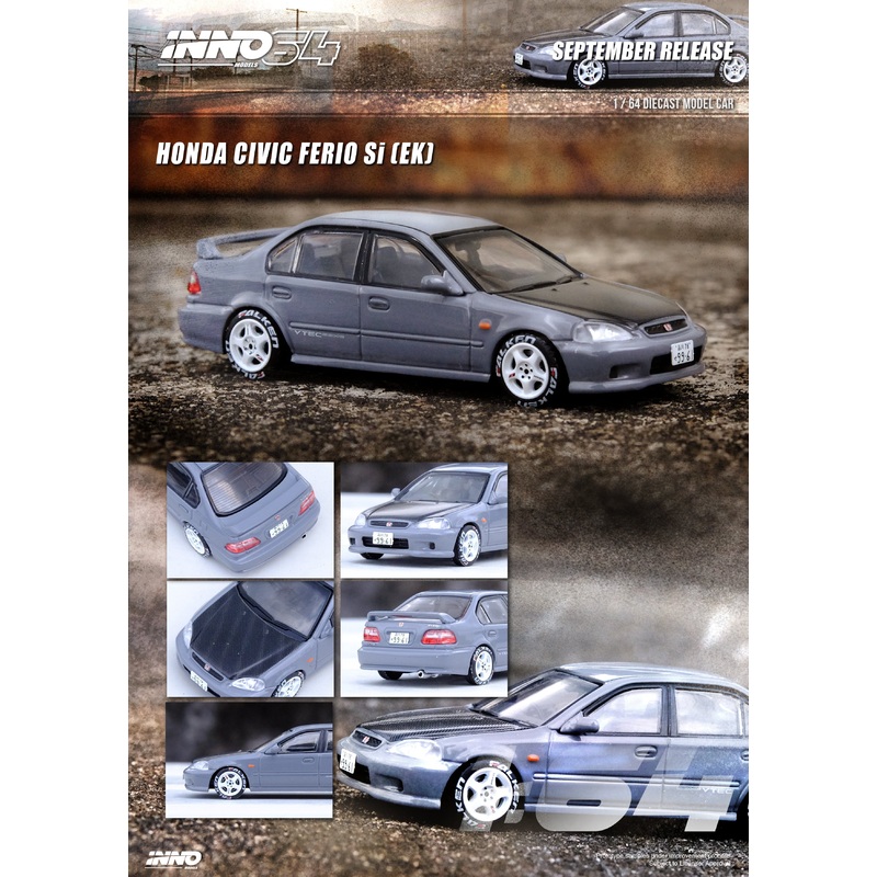 Inno64 1/64 HONDA CIVIC FERIO Si (EK) Cement Grey