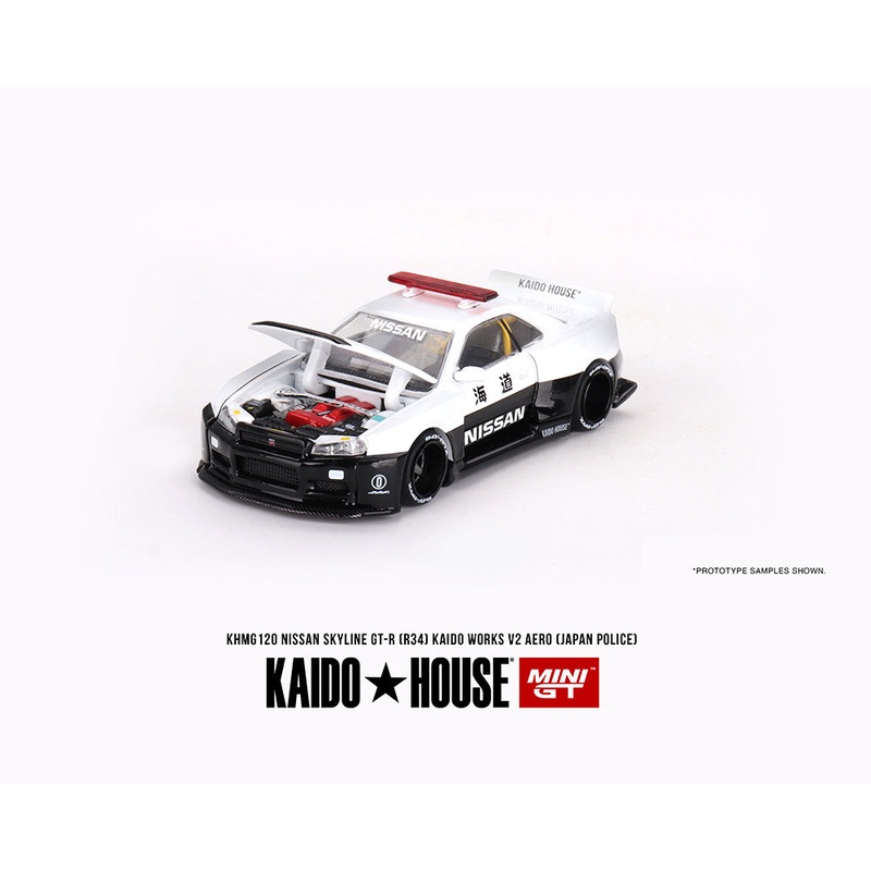 Kaido House x Mini GT 1/64 Nissan Skyline GT-R R34 Kaido Works (V2 Aero) Police
