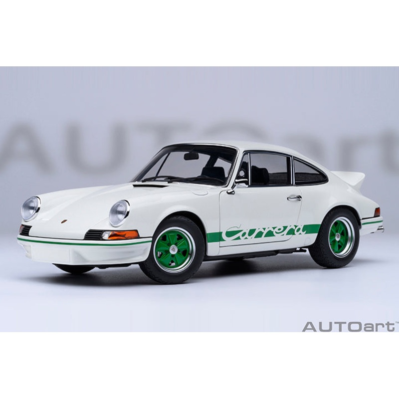 AUTOart Porsche 911 Carrera 2.7 RS Grand Prix White w/ Green Deco and Wheels 1:18