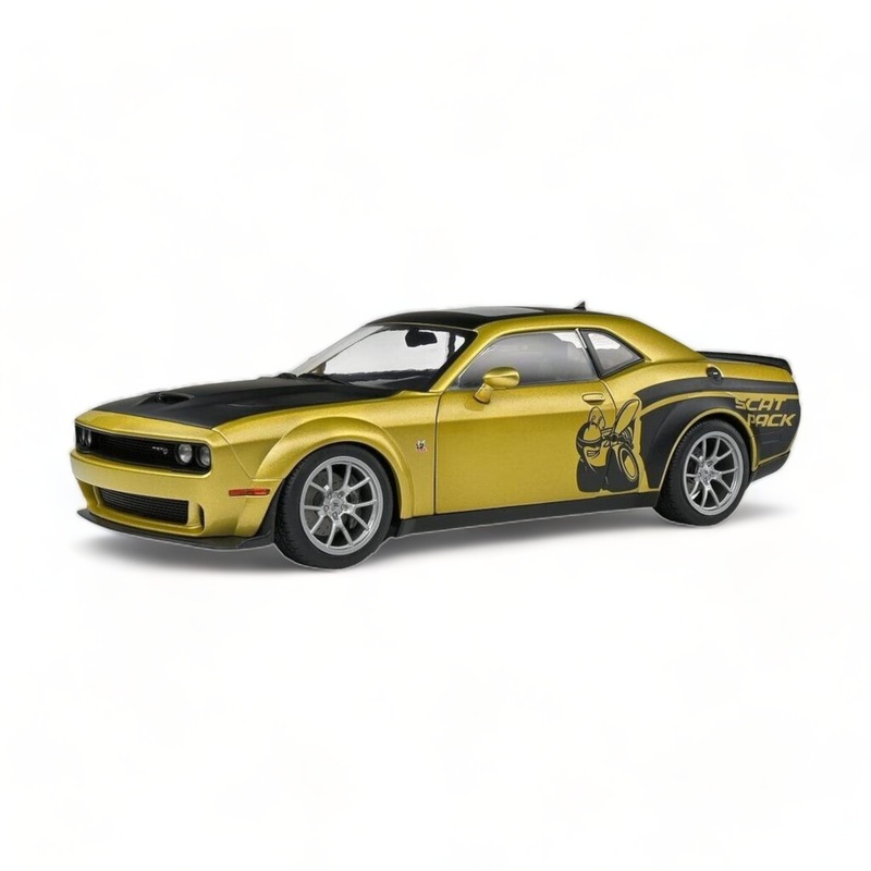 1/18 Diecast Dodge Challenger R/T SCAT PACK Widebody 2020 Gold Black Solido