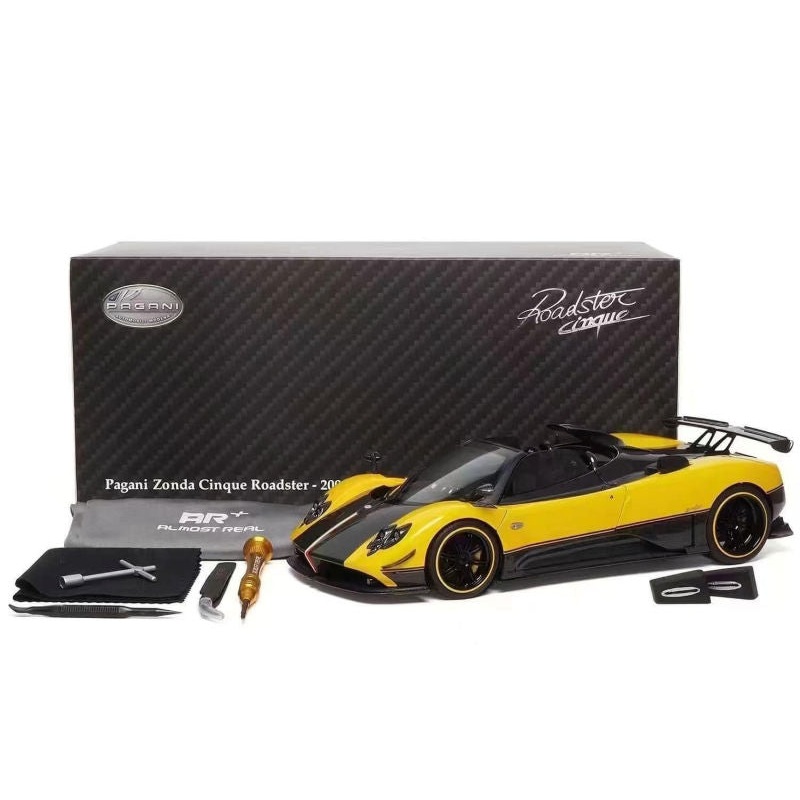 Almost-Real 2009 Pagani Zonda 5 Cinque Roadster Giallo Genevra (Yellow Black Carbon) 1:18