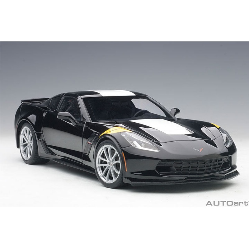 AUTOart 2017 Chevy Corvette C7 Grand Sport Black w/ White Stripes 1:18
