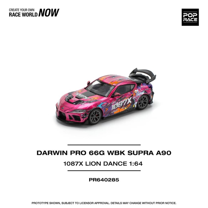 [ETA:  Aug 2025 ] Pop Race 1/64 GR Supra A90 DarwinPRO 66G NWB Pink Lion Dance