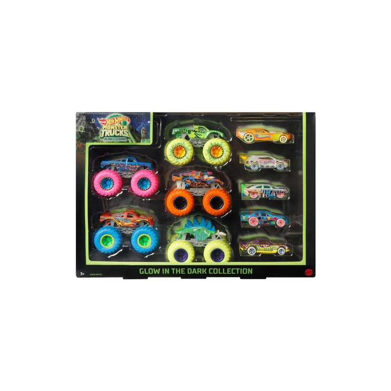 Hot Wheels Monster Trucks Glow in the Dark Collection Diecast Car 10-Pack