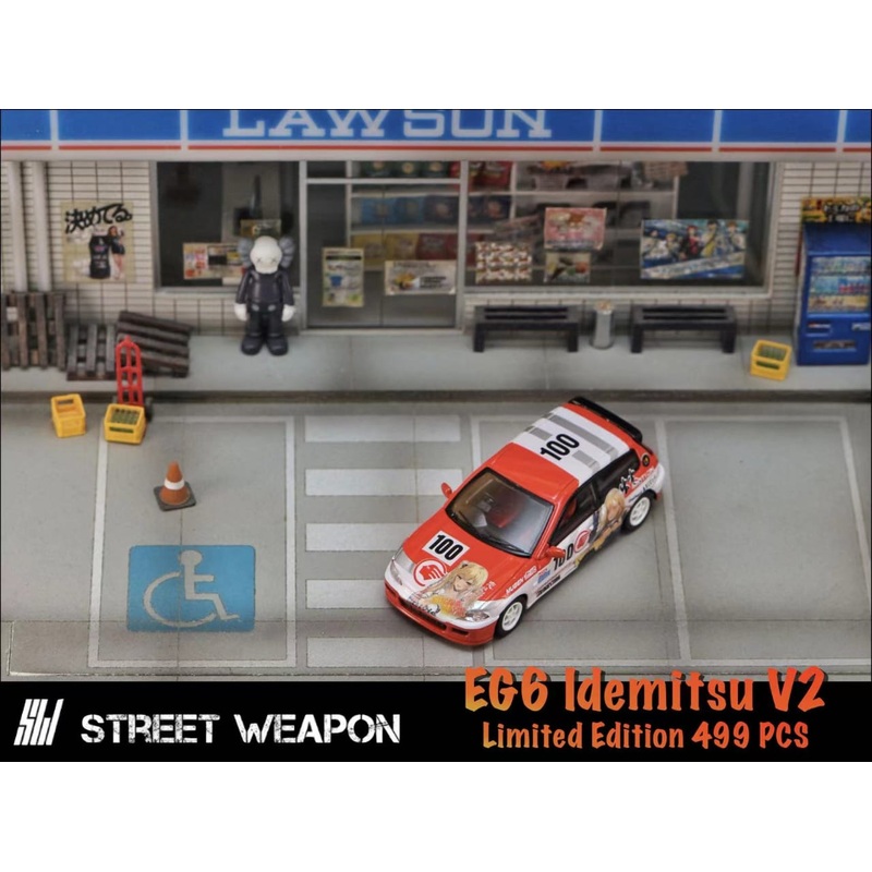Street Weapon 1/64 Civic EG6 Idemitsu 100# Livery(White Rims)