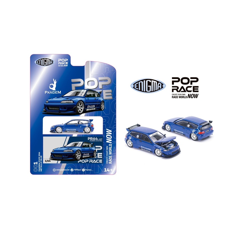 Enigma x Pop Race 1/64 Pandem Civic EG6 Metallic Blue