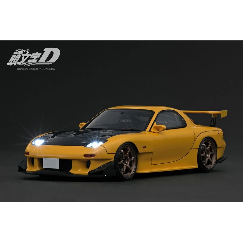 Ignition-Model Initial D Mazda RX-7 (FD3S) w/ LED Lights Yellow 1:18