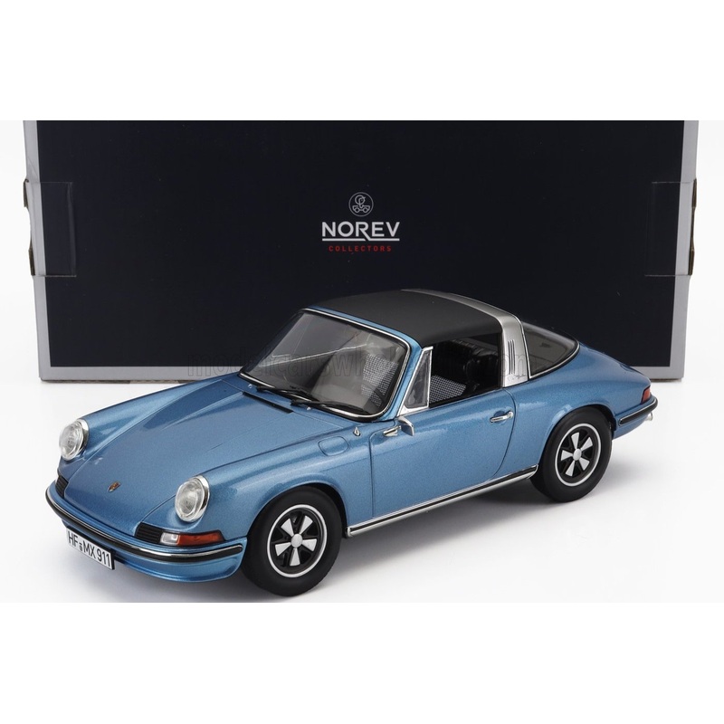 Norev 1973 Porsche 911 S 2.4 Targa w/ Removable Top Blue Metallic 1:18