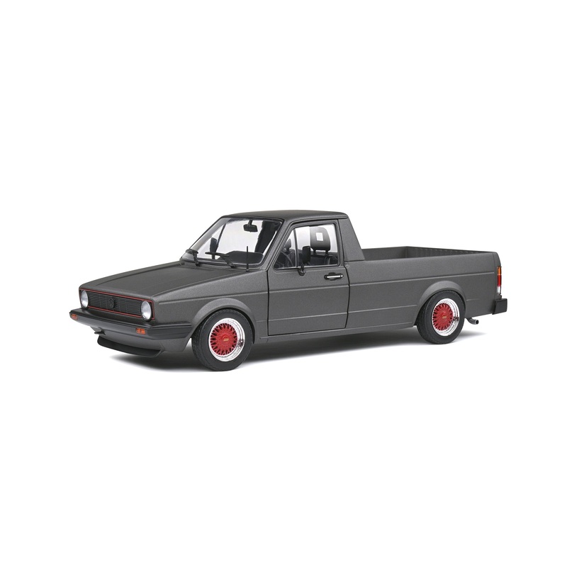 Solido 1982 Volkswagen MK 1 Caddy Pickup Matte Grey Custom w/ Red Wheels 1:18