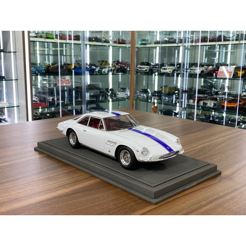1/18 Ferrari 500 Superfast Series II S/N6307 SF 1965  White , Blue Stripes | BBR Models Resin | Limited to 72 Pieces