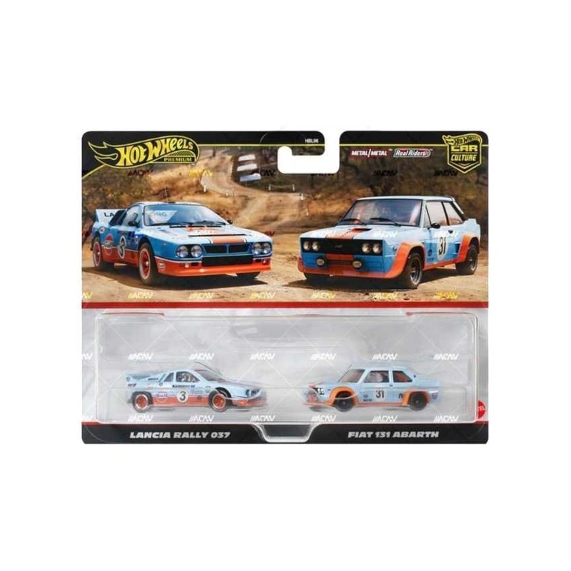 Exclusive Hotwheels Car Culture Lancia Rally 037 & Fiat 131 Abarth (cart damage)