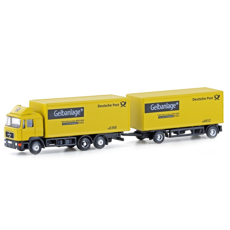 Truck MAN F90 3-axle box trailer Deutsche Post
