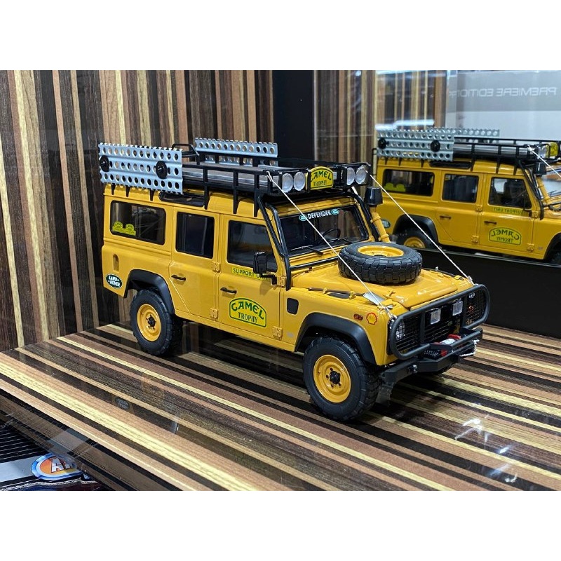 1/18 Diecast Land Rover Defender 110 Camel Trophy Sabah-Malaysia 1993 Yellow Almost Real Model Car