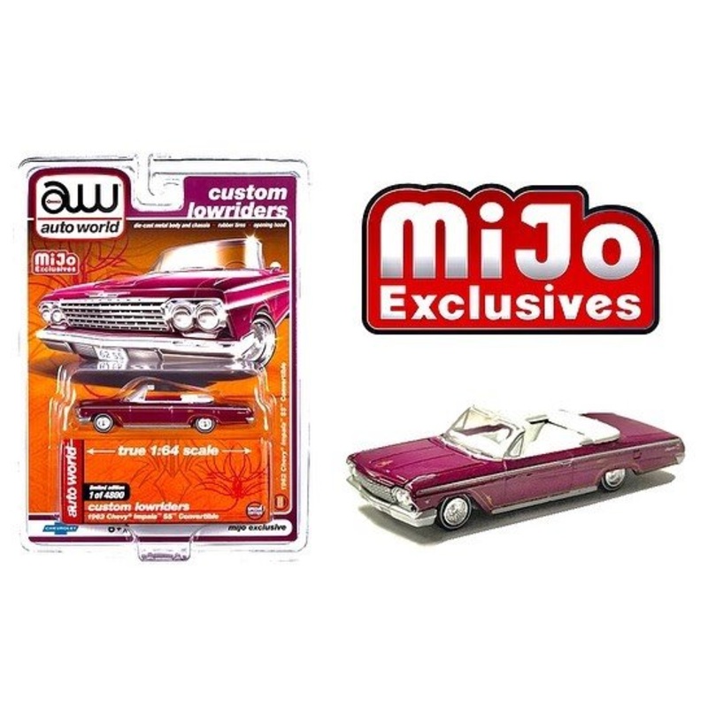 Auto World 1:64 Mijo Exclusives Custom Lowriders 1962 Chevy Impala SS Convertible Plum Limited Edition