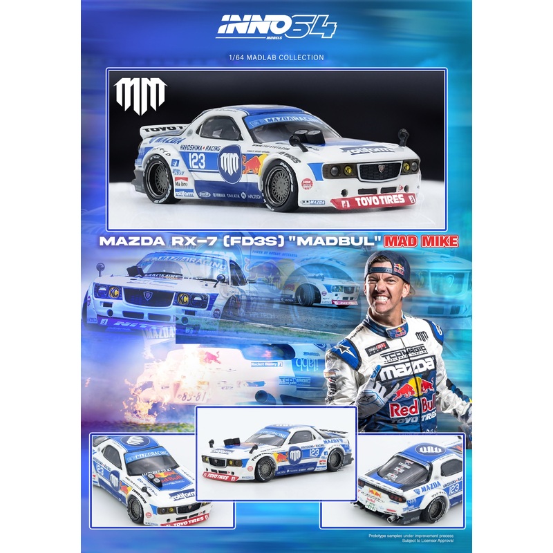 [ETA:  Nov 2025 ] Inno64 1/64 MAD MIKE MAZDA RX7 (FD3S) PANDEM ROCKET BUNNY MADBULMADLAB COLLECTION 001
