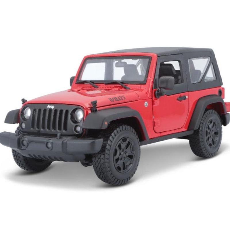 Maisto 2014 Jeep Wrangler Willy's Red w/ Black Top 1:18