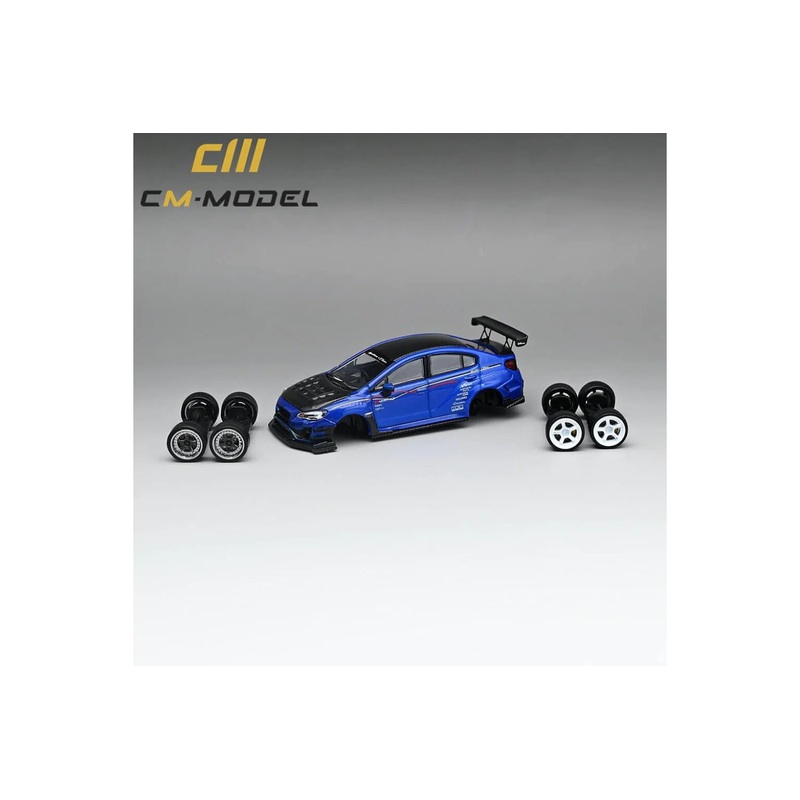CM Model 1/64 Subaru WRX VAB Varis Edition with Carbon Bonnet - Blue