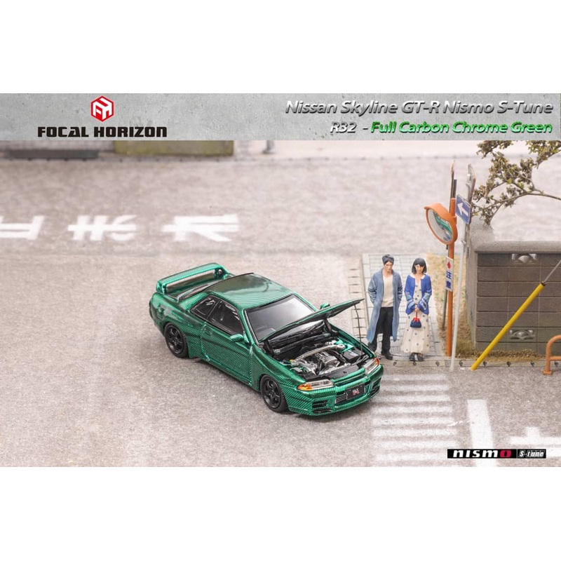 Focal Horizon 1/64 Skyline GT-R R32 Nismo S-Tune Full Carbon Chrome Green